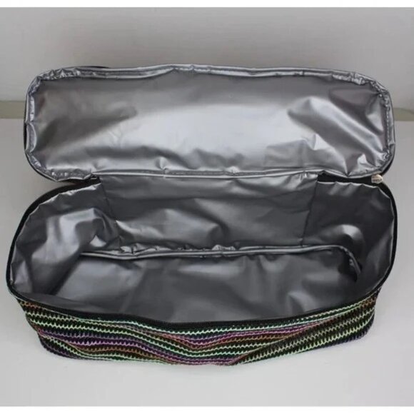 Beach Tote Bag w/Zip Bottom Cooler Multicolor/Black - Picture 5 of 5